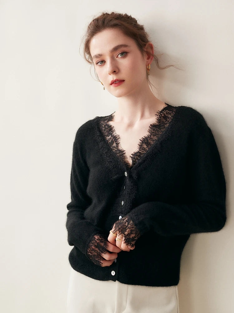 Sorrelis — Women's Cashmere Lace Cardigan for Layering