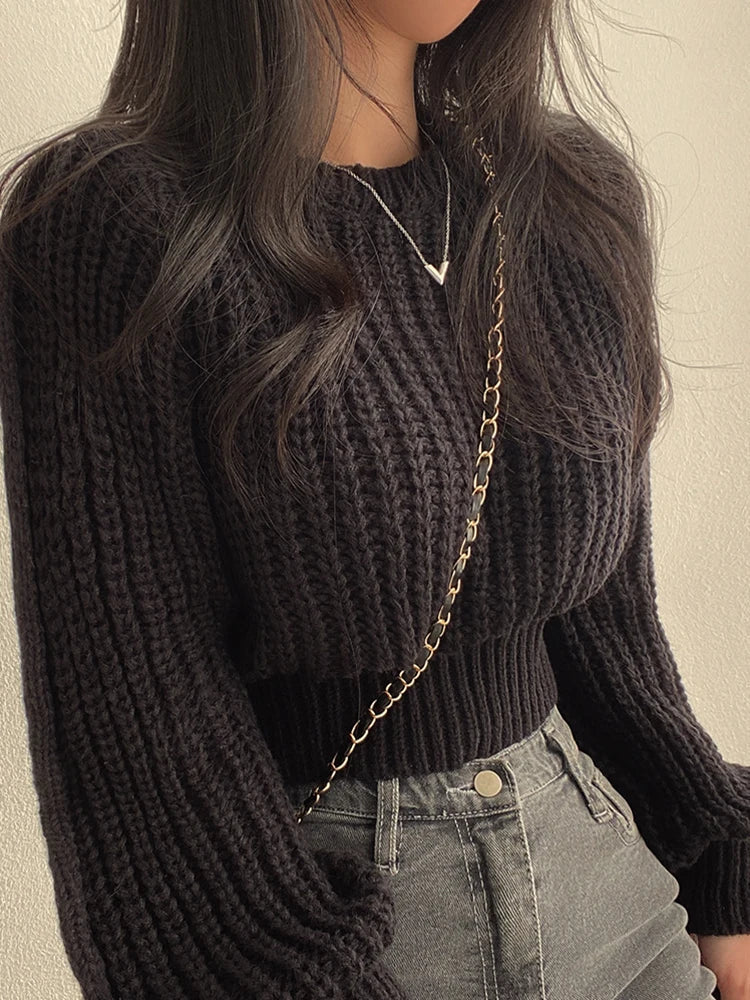 Liora — Vintage Lantern Sleeve Sweater with Loose Fit for Women
