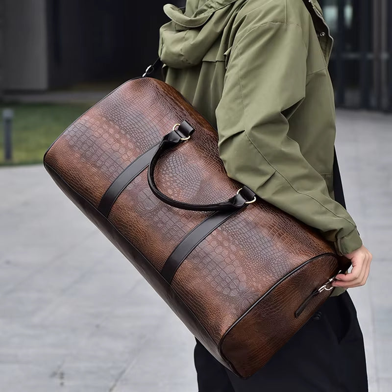 Soren Duffle — Croc-Embossed Vegan Leather Travel Bag with Durable Design