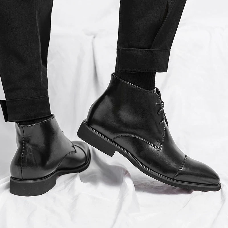 Marlowe — Men’s Polished Cap-Toe Dress Boots with Cushioned Comfort