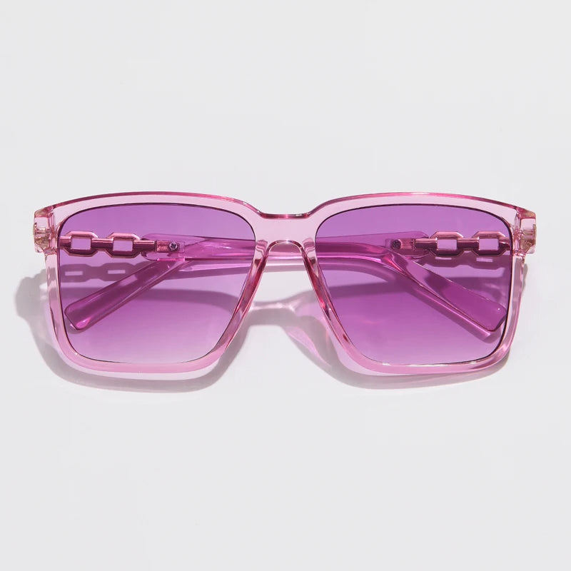 Selan — Oversized Square Sunglasses with Gold Chain-Link Arms