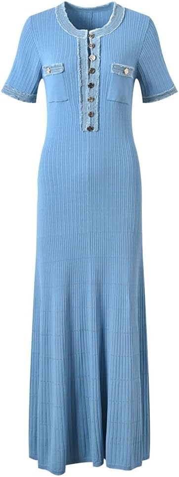 LumeLace™ Knit Denim Dress — Command Every Gaze with Effortless, Unstoppable Confidence
