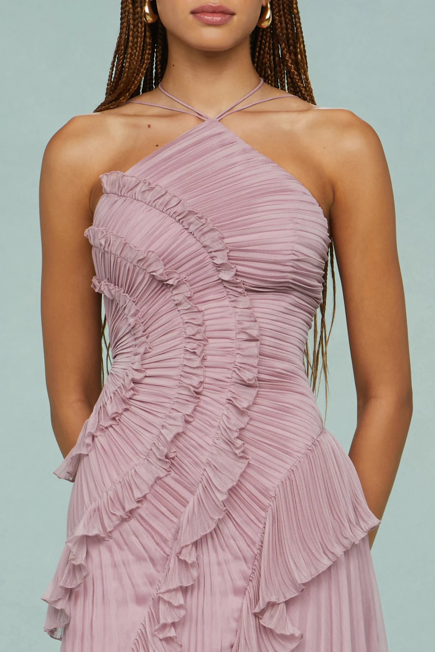 Zurvix – Sculpted pleats – One-shoulder midi dress