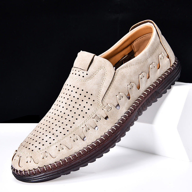 Tarenzo — Men's Full-Grain Cowhide Leather Slip-On Shoes with Breathable Vents