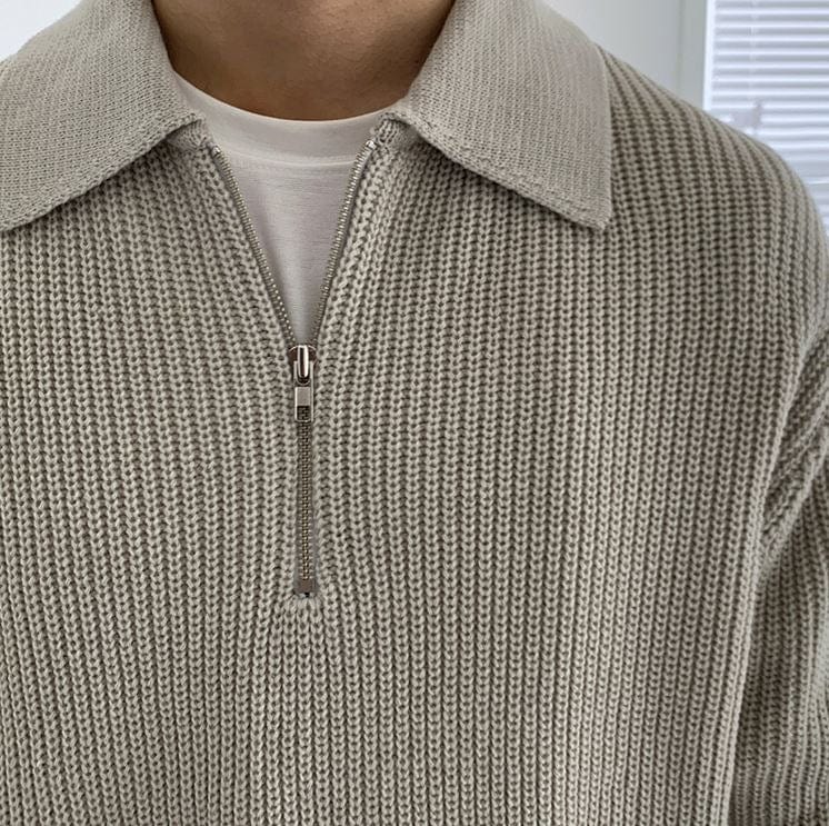 Norla — Knitted Half-Zip Sweater with Adjustable Collar