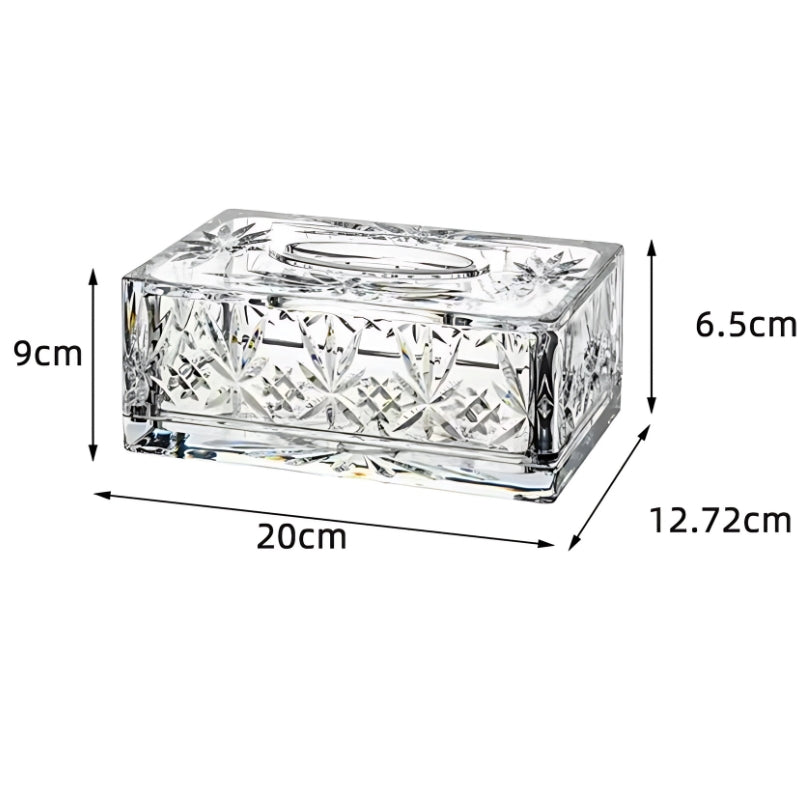 Valen — Faceted Acrylic Tissue Box with Crystal Detailing