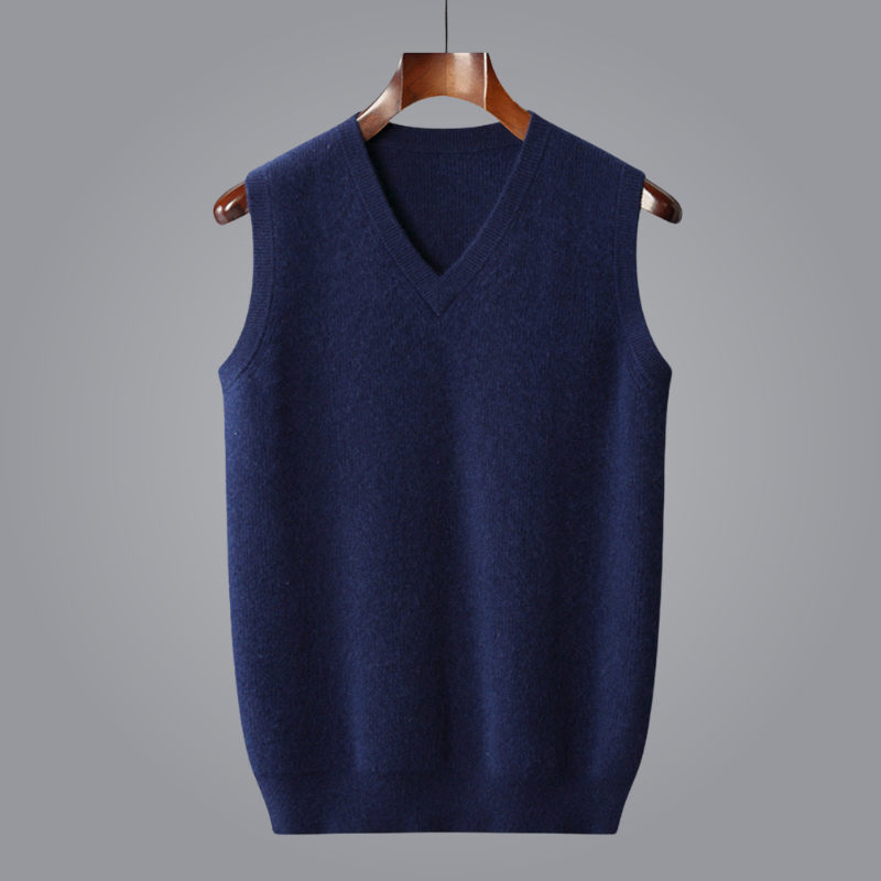 Lioren — Pure Cashmere V-Neck Vest with Tailored Fit