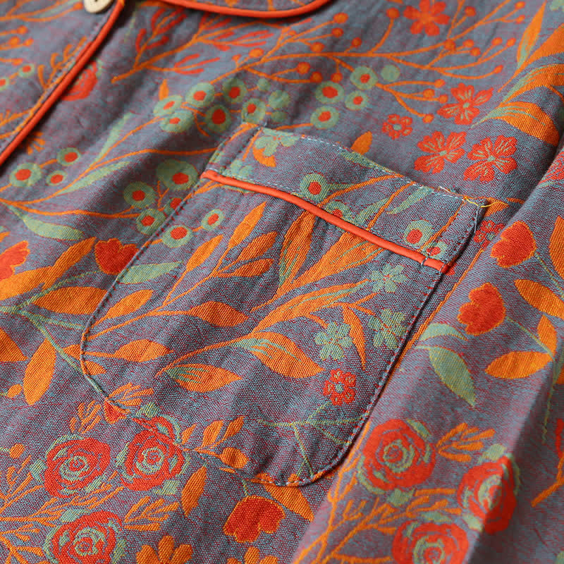 Liora — Floral Jacquard Cotton Loungewear Set with Lightweight Comfort