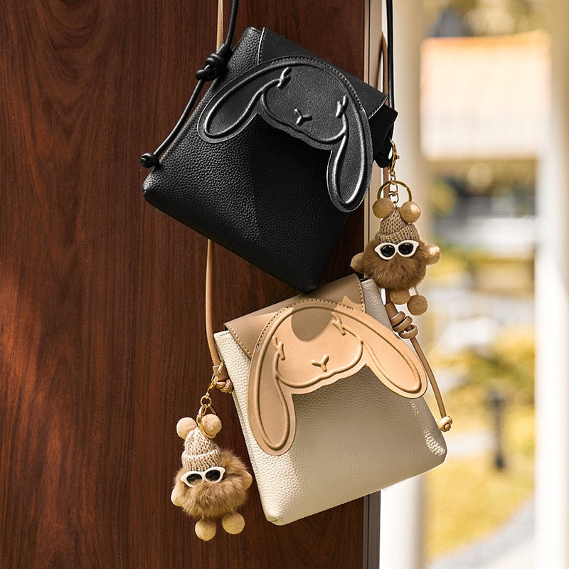 Liora — Women's Genuine Leather Mini Crossbody Phone Bag with Rabbit Design