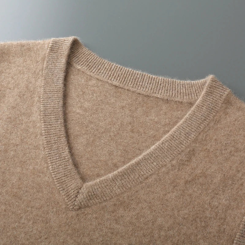 Lioren — Pure Cashmere V-Neck Vest with Tailored Fit