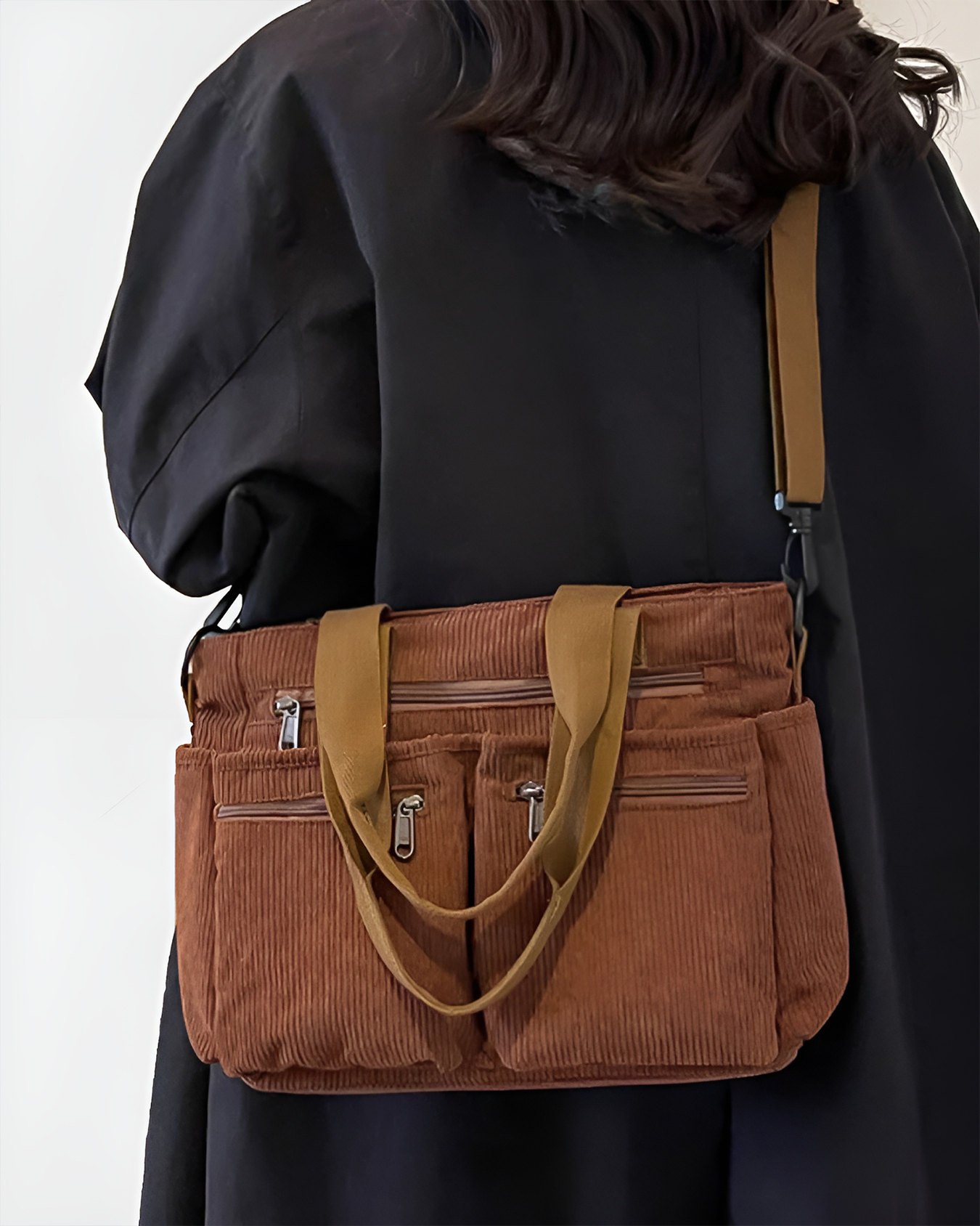 Lornell Cord Tote — Spacious Everyday Bag with Organized Storage