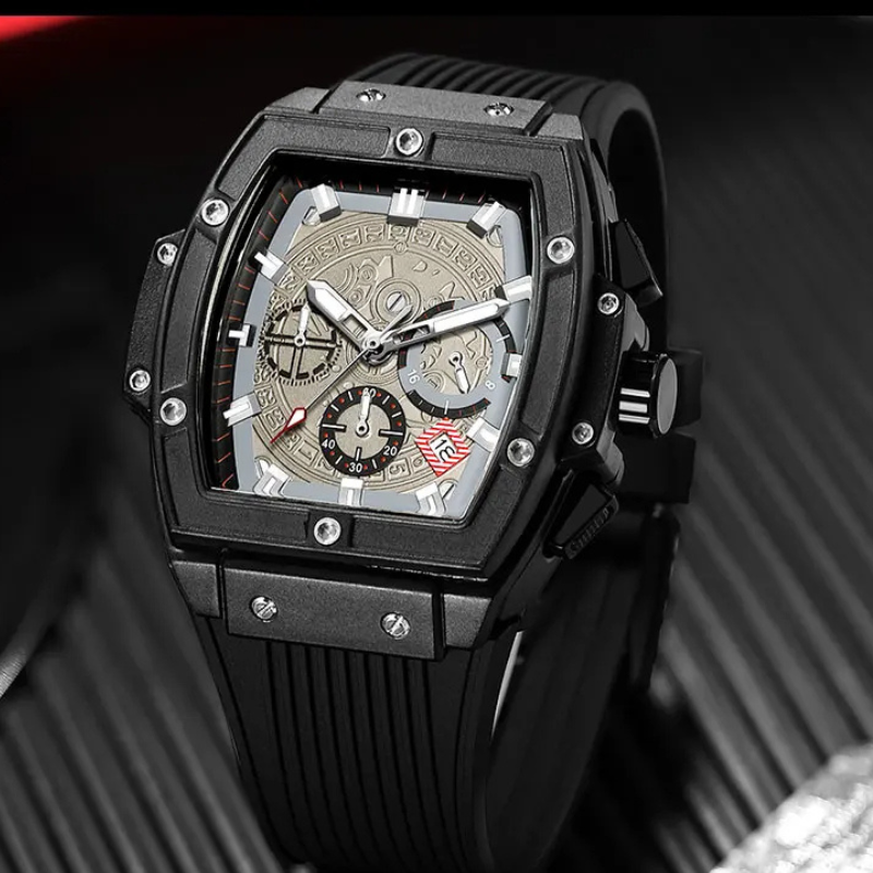 Azore — Aztec-Inspired Chronograph Watch with Silicone Strap
