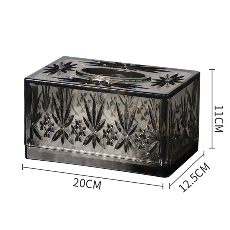 Valen — Faceted Acrylic Tissue Box with Crystal Detailing