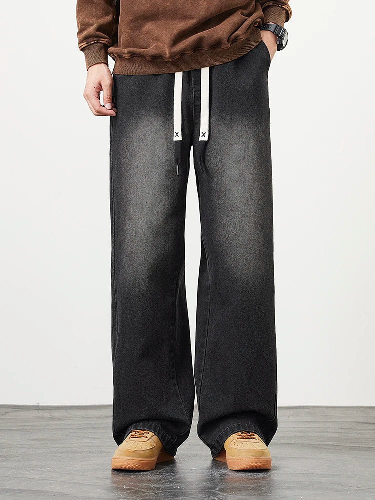 Emryn Wide-Leg Denim Pants — Relaxed Fit with Adjustable Drawstring Waist