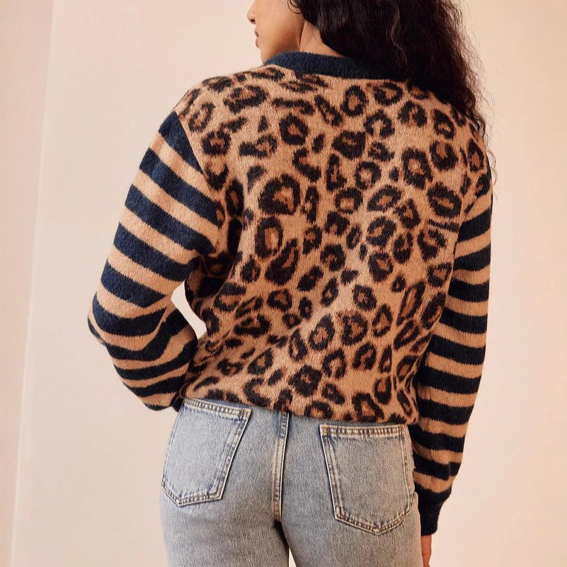 Tavira — Leopard Print Knit Cardigan with Relaxed Fit