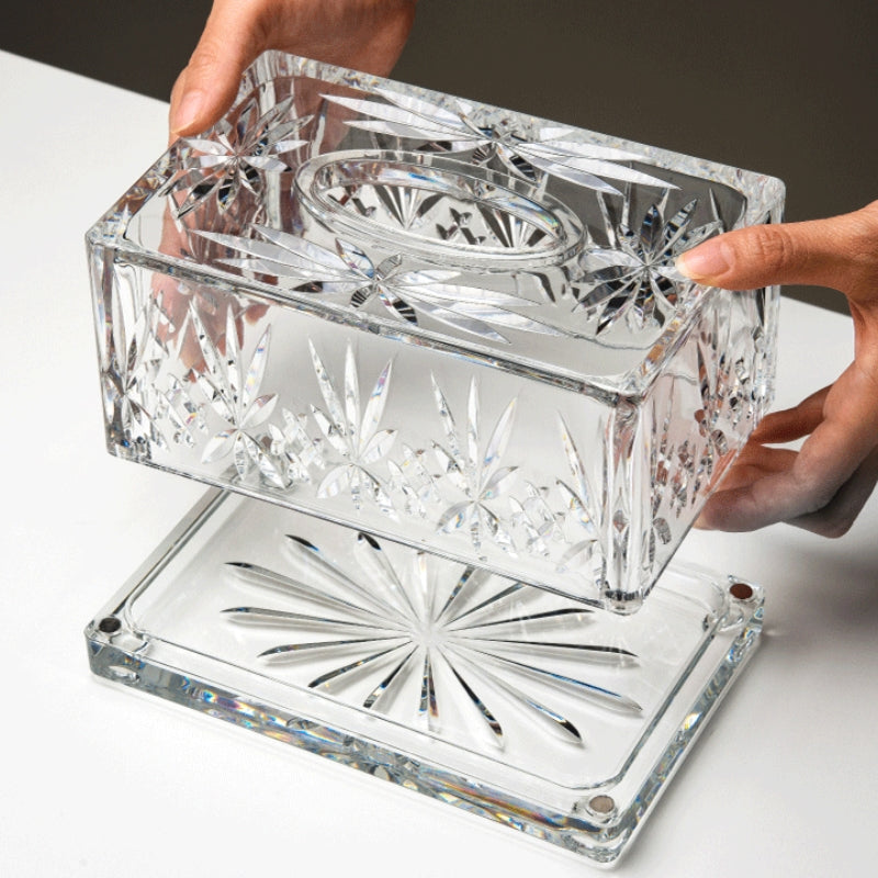 Valen — Faceted Acrylic Tissue Box with Crystal Detailing