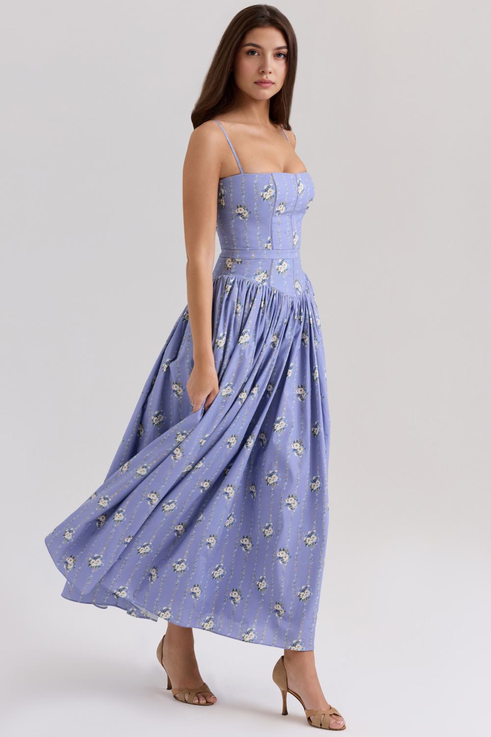 Norla — Cotton Midi Sundress with Vintage Rose Print