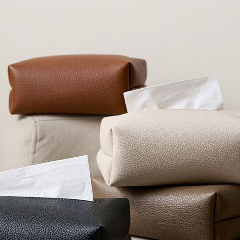 Larkon — Pebbled Faux Leather Tissue Holder with Minimalist Design
