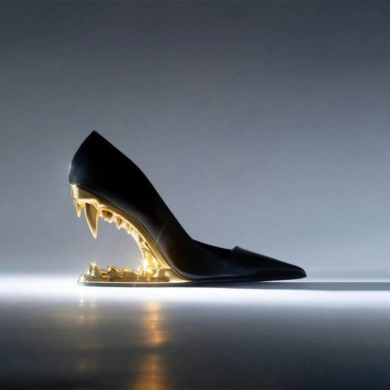 Mavren — Women's Wolf Fang Sculpted Heel Pumps with Cushioned Insole