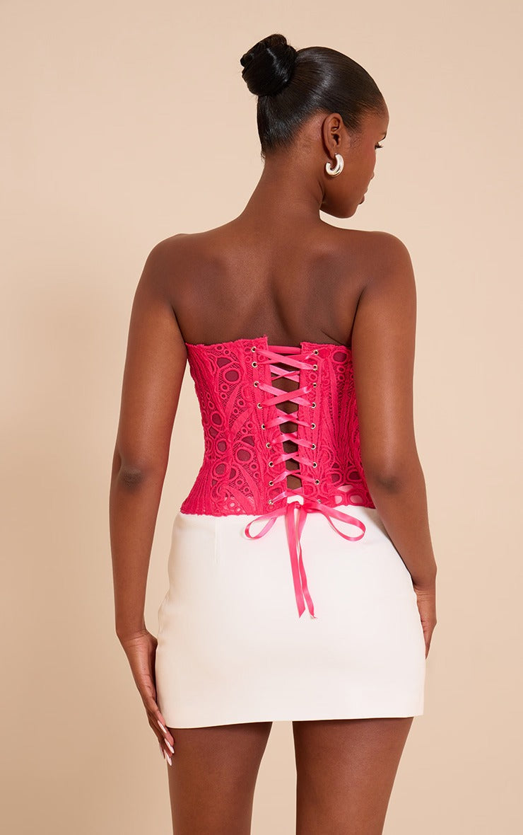 Pink Textured Sheer Floral Lace Corset™ — Ignite Every Room with Unstoppable Glamour and Confidence
