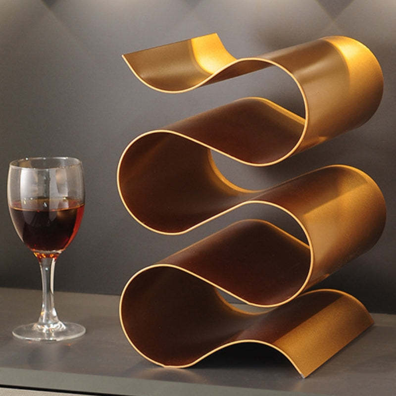 Virello — S-Shaped Metal Wine Rack with Modern Sculptural Design