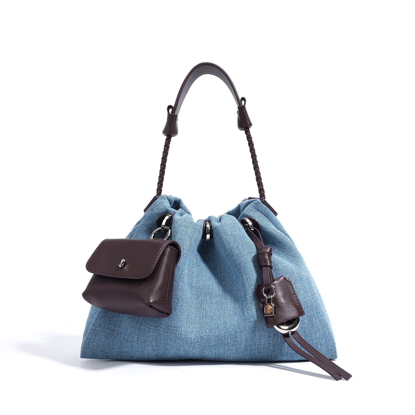 Arlenis — Women’s Genuine Leather and Denim Patchwork Hobo Bag