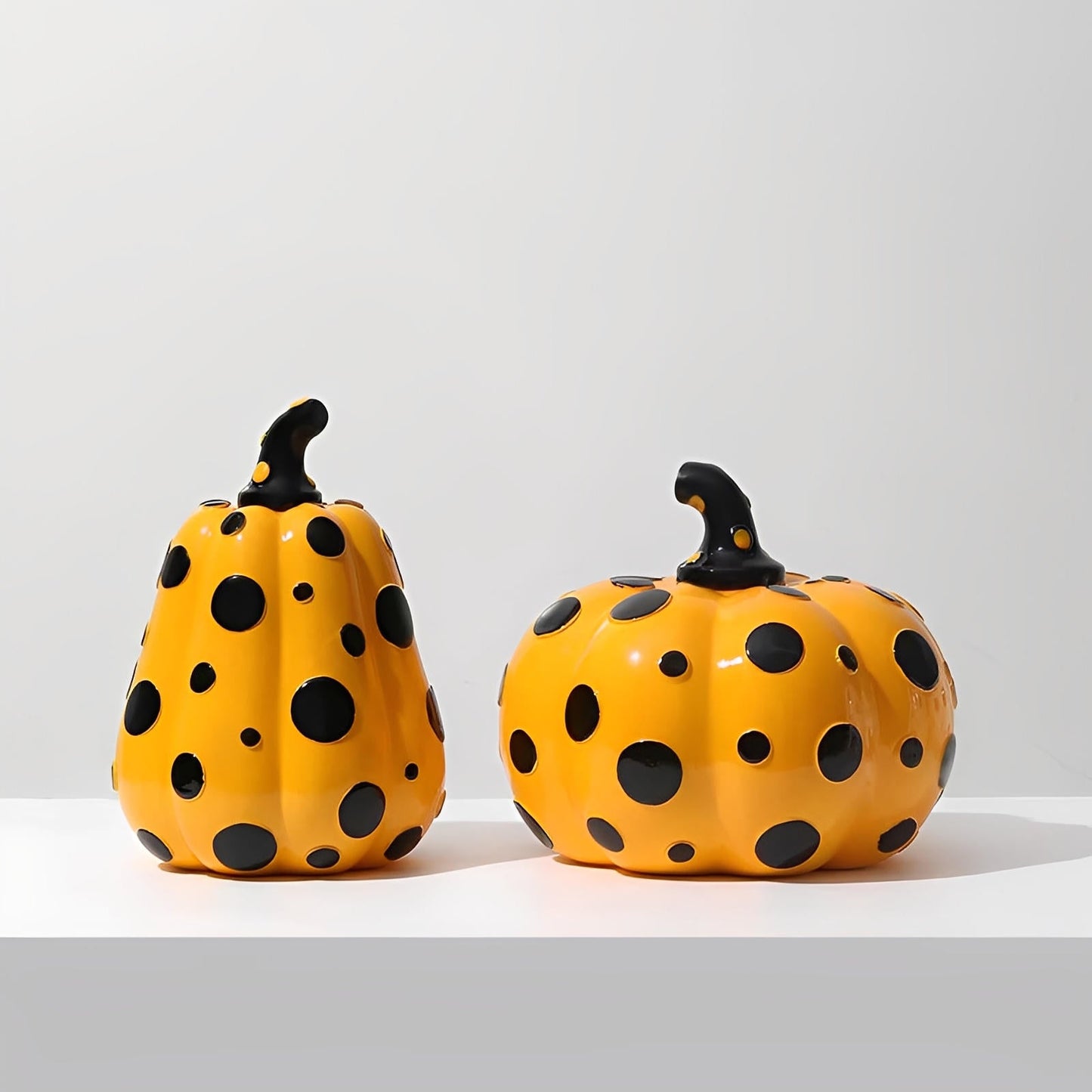 Liora — Polka Dot Resin Pumpkin Decor with Glossy Finish