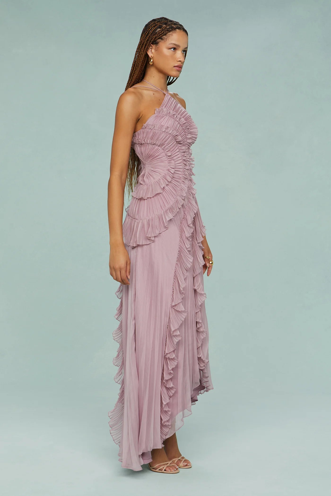 Zurvix – Sculpted pleats – One-shoulder midi dress