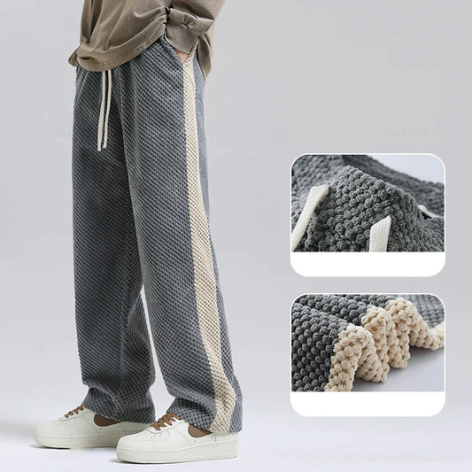 Harlen Waffle Joggers — Textured Corduroy Pants with Side Stripes