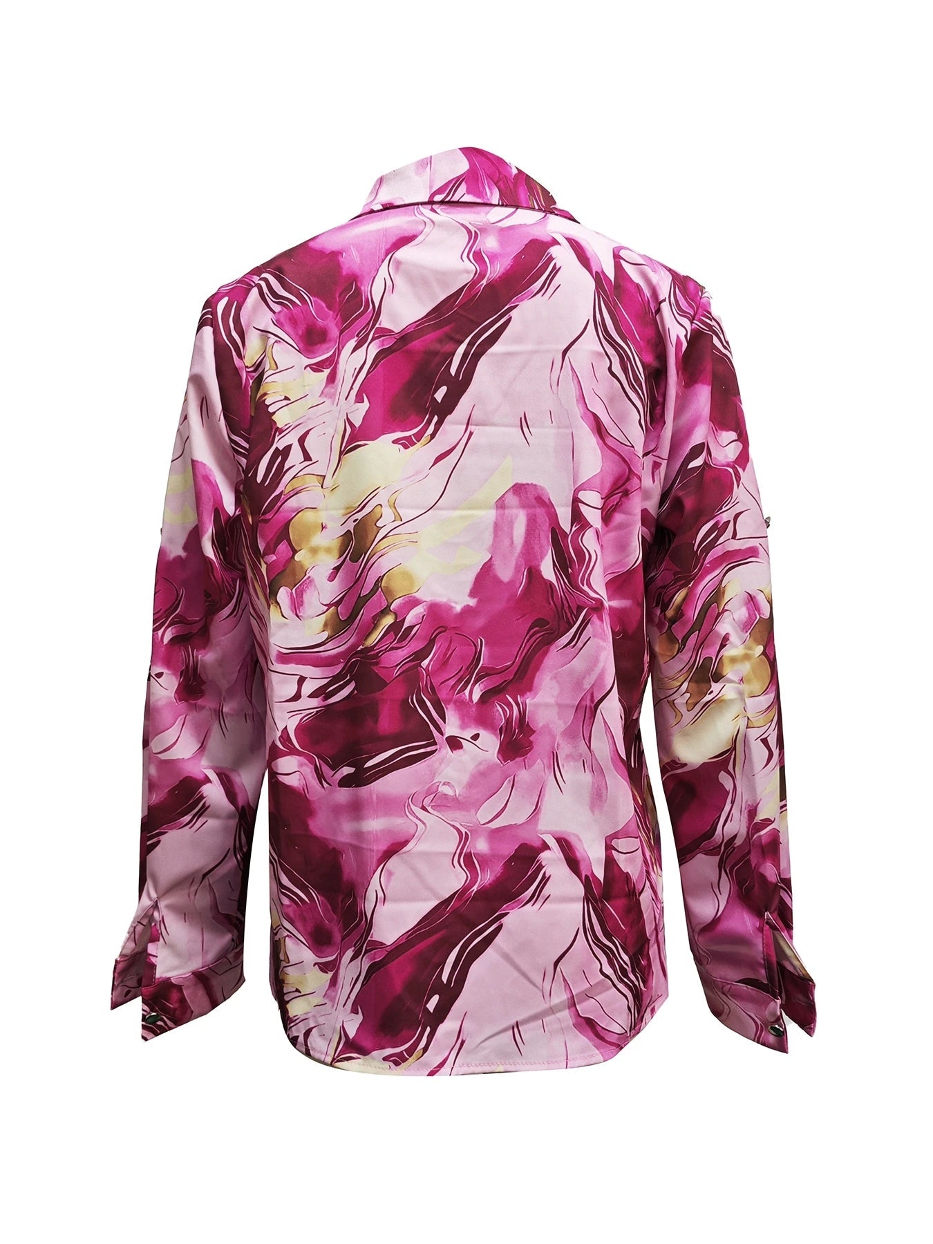 Madryn — Satin Silk Blend Button-Up Shirt with Marble Gloss Finish