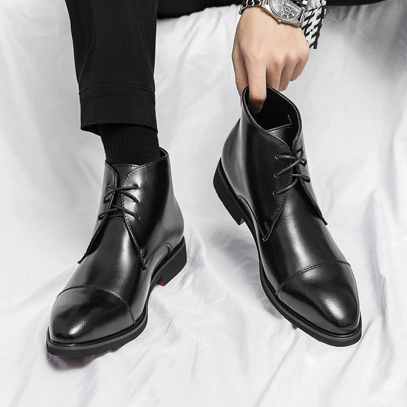 Marlowe — Men’s Polished Cap-Toe Dress Boots with Cushioned Comfort