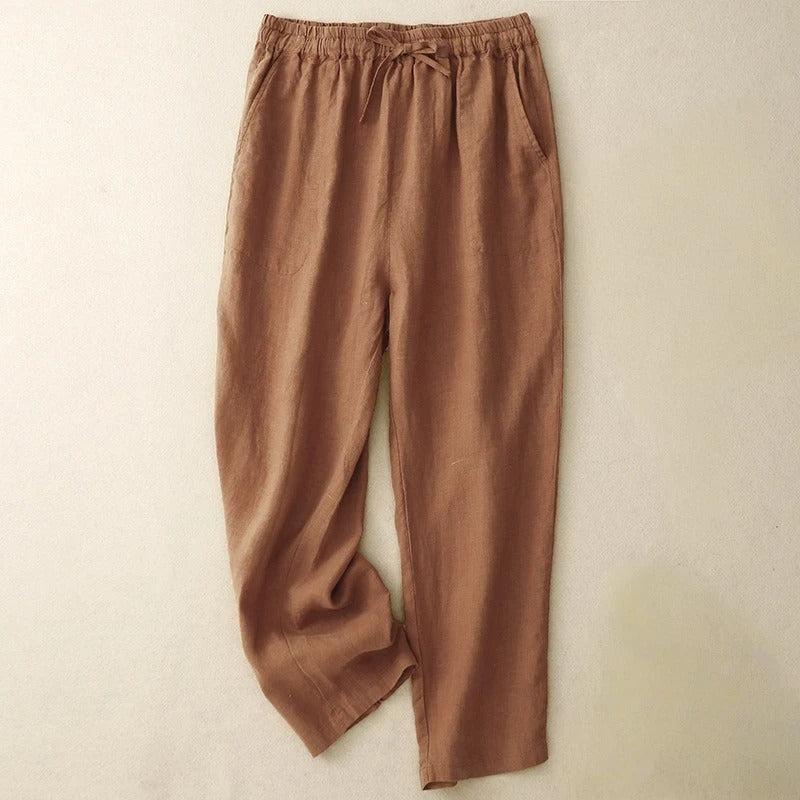 Elowen Linen Pants — Lightweight Breathable Pants with Adjustable Waist