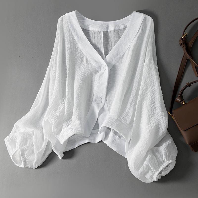 Liora — Soft Breathable Linen Blouse with Relaxed Batwing Fit