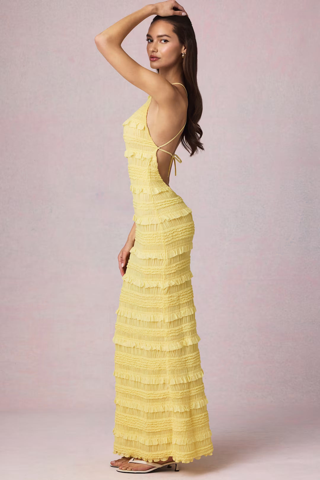 Clarellea — Halter Neck Maxi Dress with Ruffled Open Back
