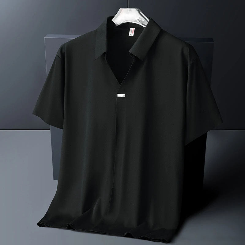Virello — Men’s Lightweight Ice Silk Shirt with Open Collar