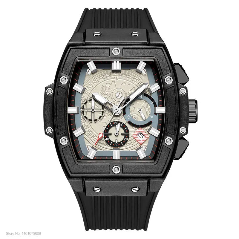 Azore — Aztec-Inspired Chronograph Watch with Silicone Strap
