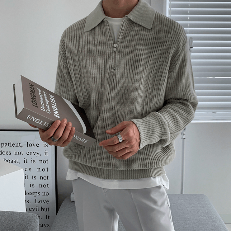 Norla — Knitted Half-Zip Sweater with Adjustable Collar