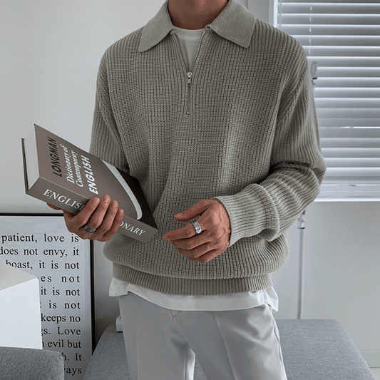 Norla — Knitted Half-Zip Sweater with Adjustable Collar