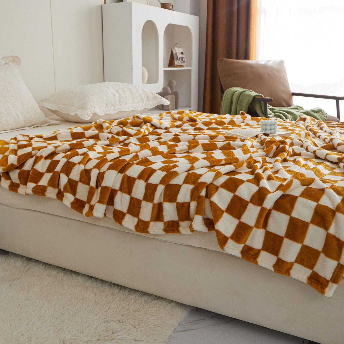 Lioren — Classic Checkerboard Sofa Throw Blanket with Plush Warmth