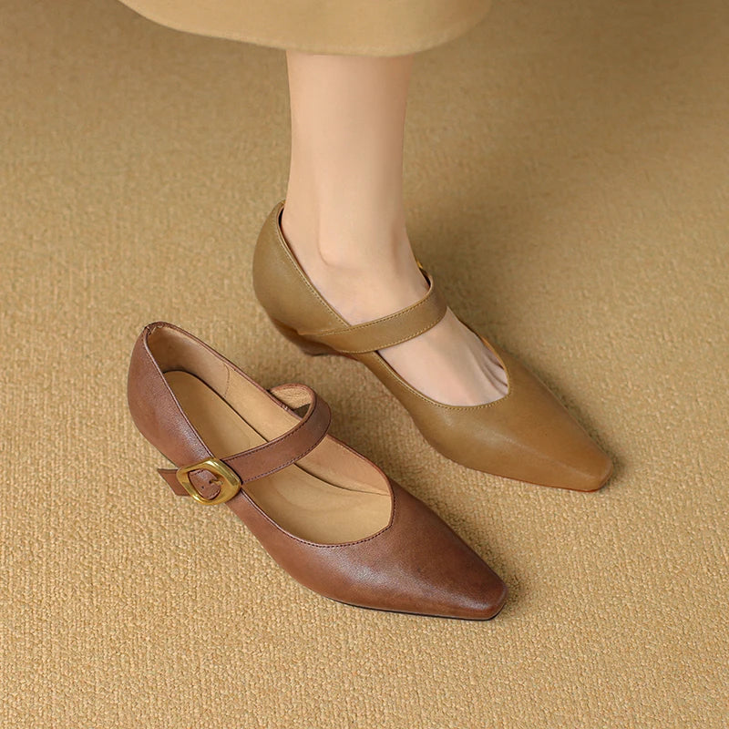 Liora — Genuine Leather Mary Jane Pumps with Cushioned Comfort