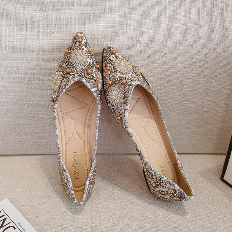 Liora — Hand-Embellished Beaded Flats with Cushioned Comfort