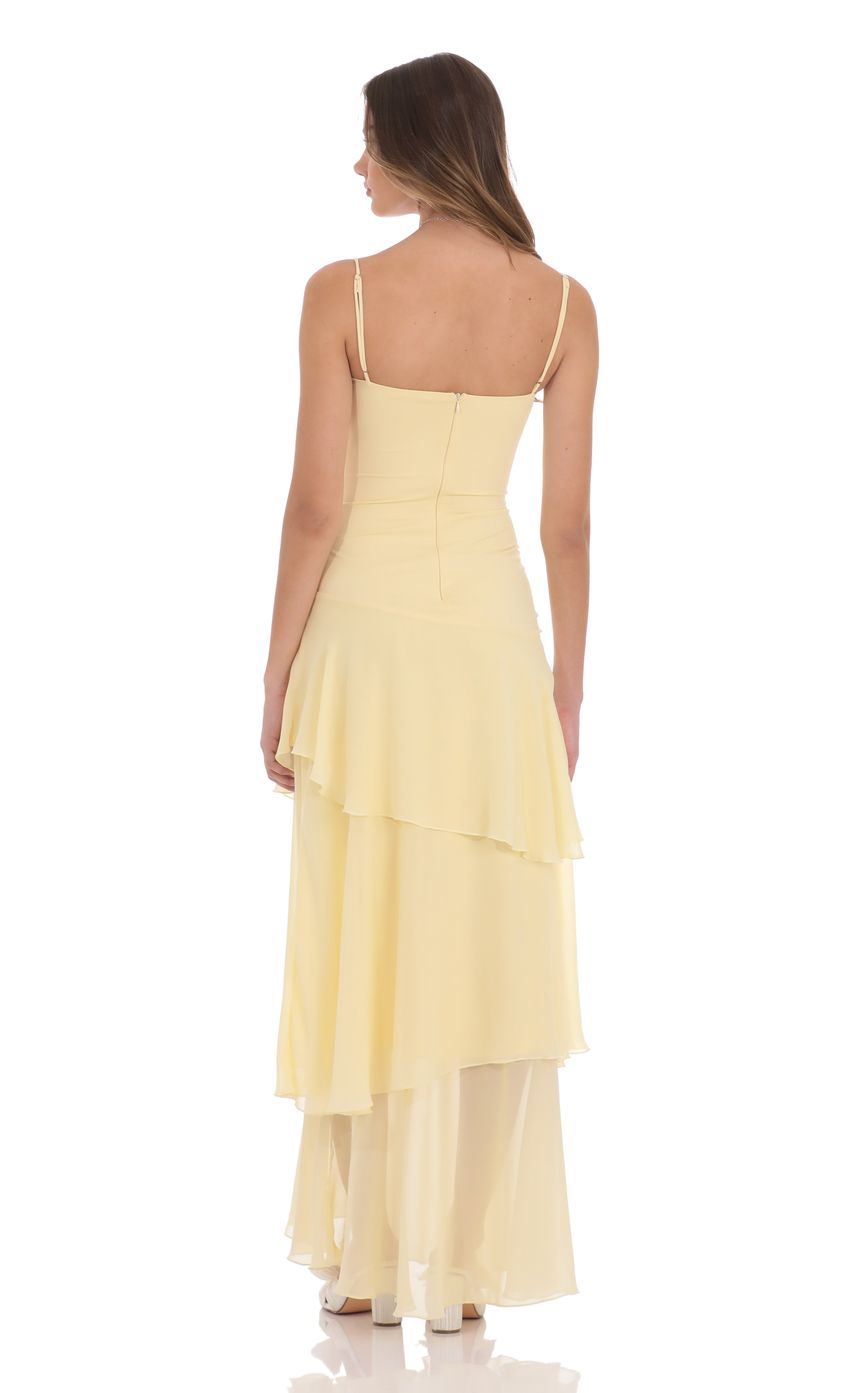 Elara Breeze — Lightweight Lemon Maxi Dress with Layered Skirt