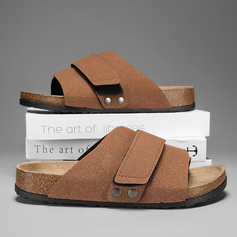 Linora — Men's Genuine Suede Leather Sandals with Adjustable Straps