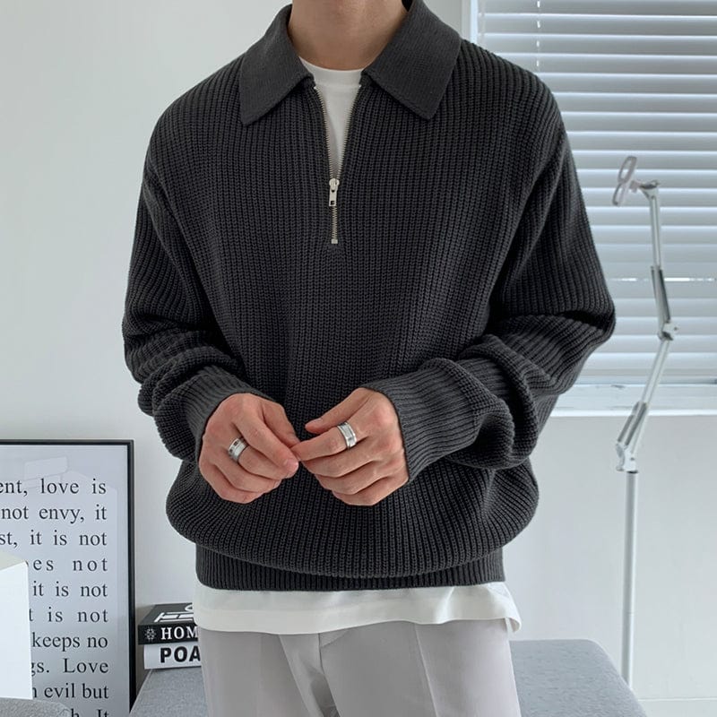 Norla — Knitted Half-Zip Sweater with Adjustable Collar