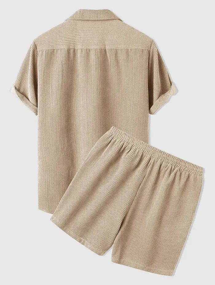 Avenlea — Ribbed Velvet Corduroy Shirt and Shorts Set