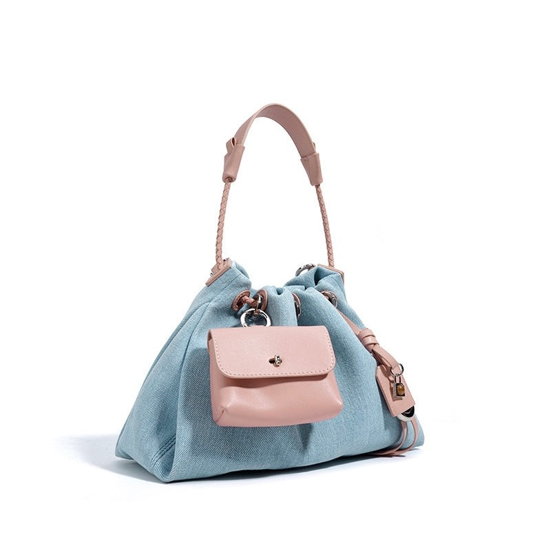 Arlenis — Women’s Genuine Leather and Denim Patchwork Hobo Bag