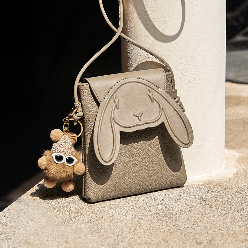 Liora — Women's Genuine Leather Mini Crossbody Phone Bag with Rabbit Design