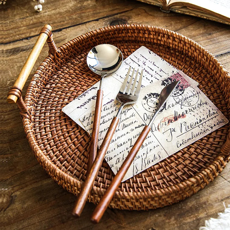 Arlonis — Rosewood Handle Flatware Set with Stainless Steel Durability