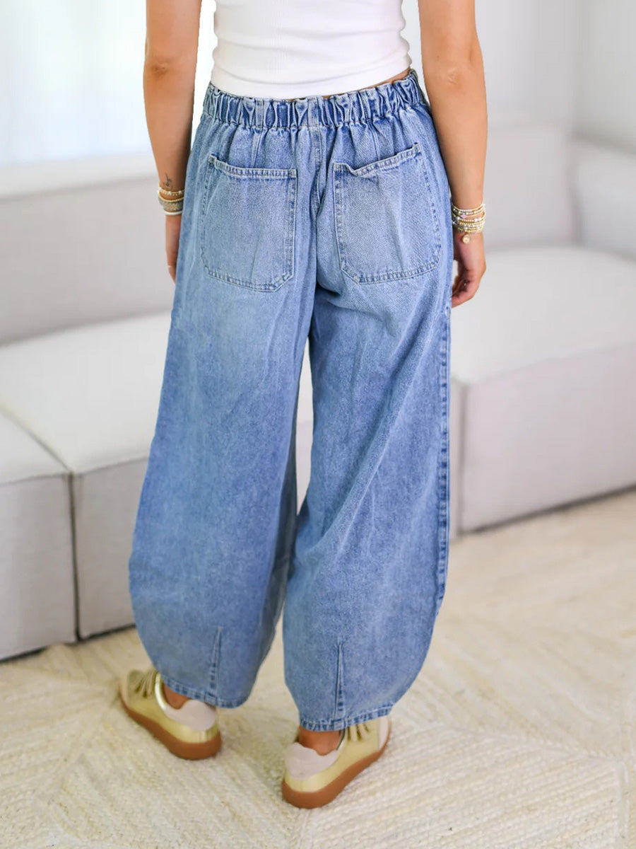 Elara — Women's Relaxed Fit Drawstring Denim Pants with High Waist
