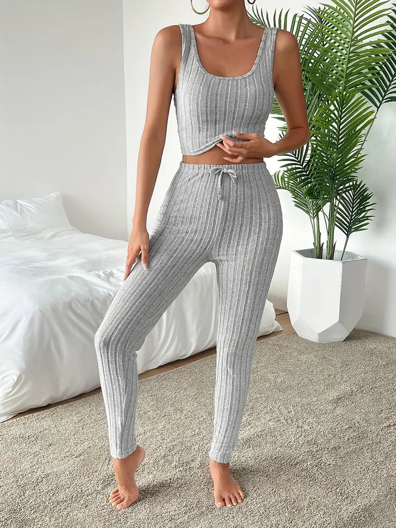 Vesira — 3-Piece Ribbed Knit Lounge Set with Slim Fit